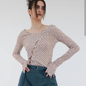 (SOLD) Source Unknown - Diagonal button up second-skin top